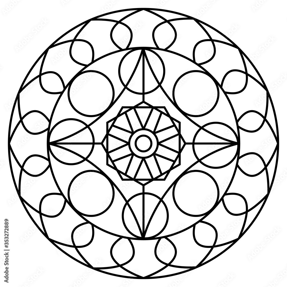 Outline of a floral pattern mandala Outline of a floral pattern mandala