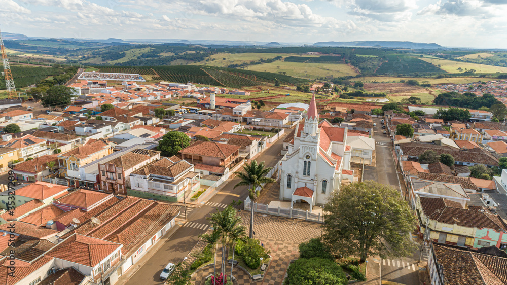Aerial view of the São Tomás de Aquino city, Minas Gerais / Brazil.