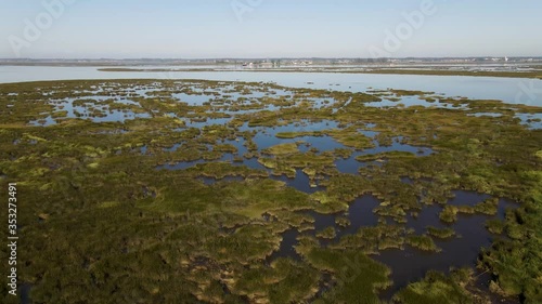 Aerial View of Puxadouro near the Aveiro Lagoon at Ovar, Aveiro, Portugal photo