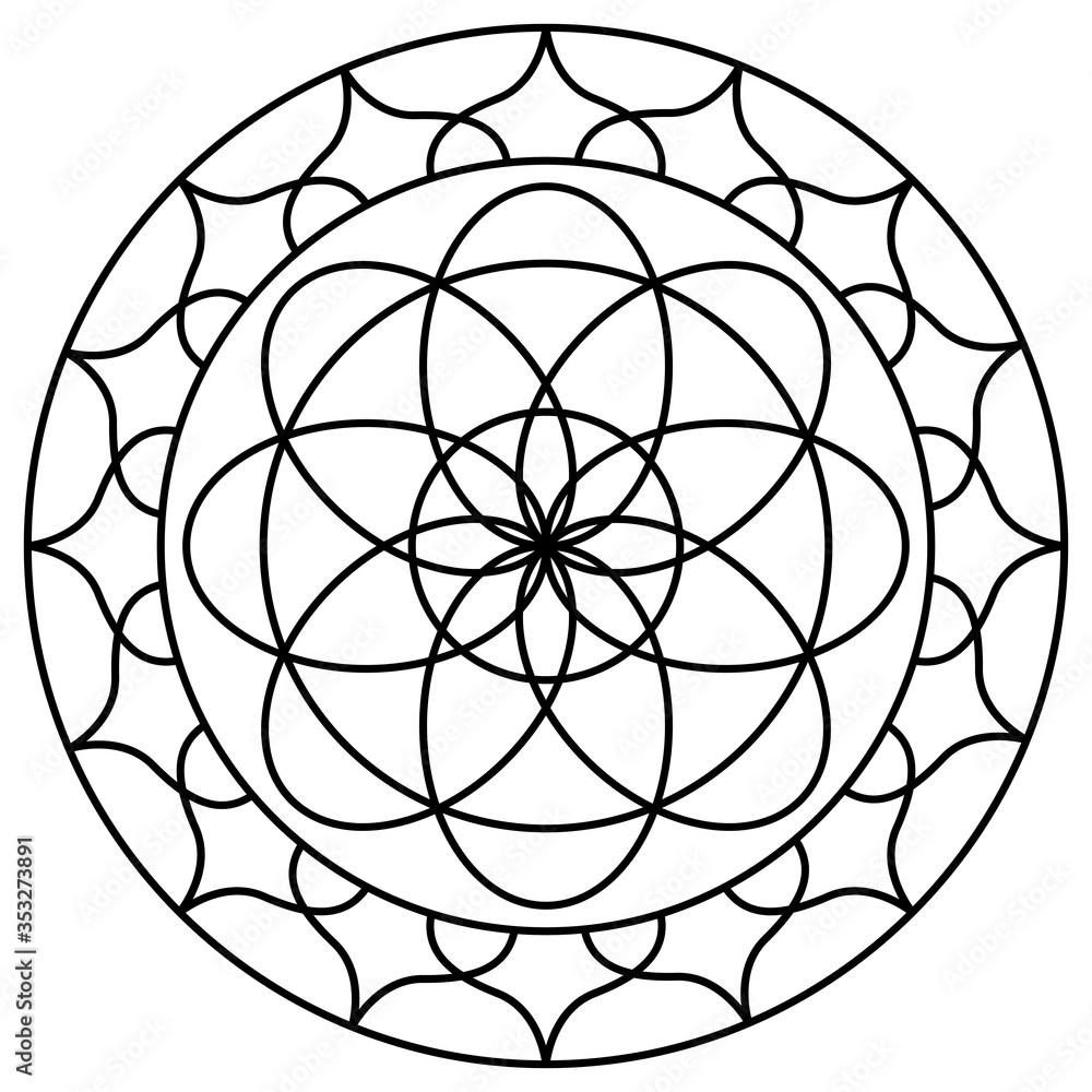 Outline of a floral pattern mandala Outline of a floral pattern mandala