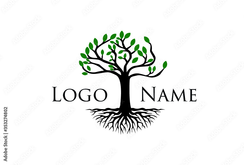 tree with roots logo template