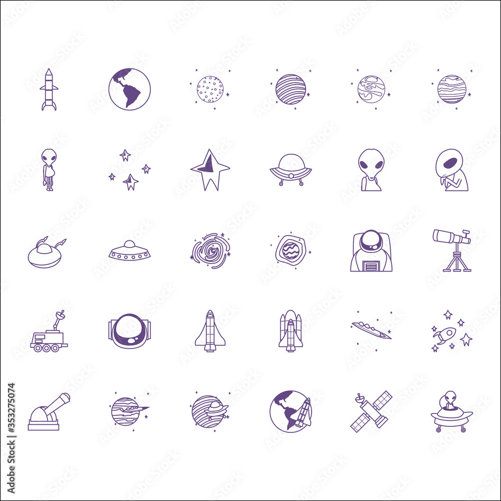 bundle of space set icons