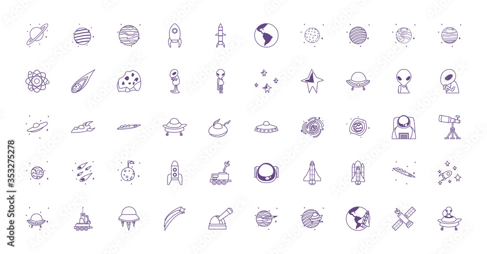 bundle of space set icons bundle of space set icons