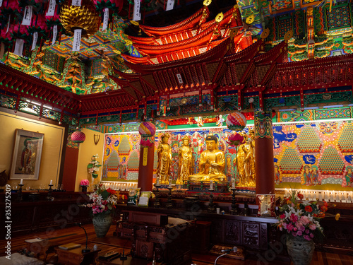 Myogaksa Temple Stay to pray to god and meditate for body mind spirit soul  in The buddhist temple, Seoul, South Korea :  SEP 2019. © decnui