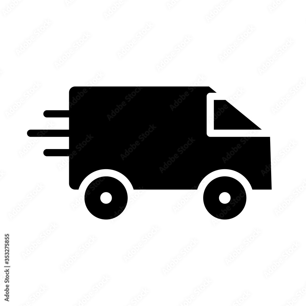 fast delivery van icon, silhouette style fast delivery van icon, silhouette style