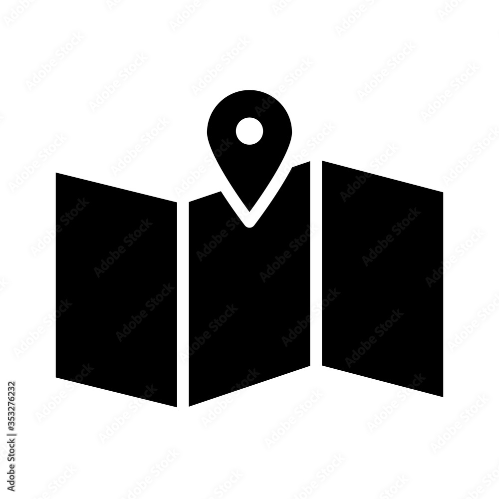 map and location pin icon, silhouette style map and location pin icon, silhouette style
