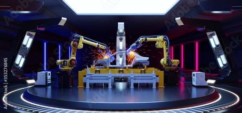 Robotic automotive assembly in sci fi. © Vanit่jan