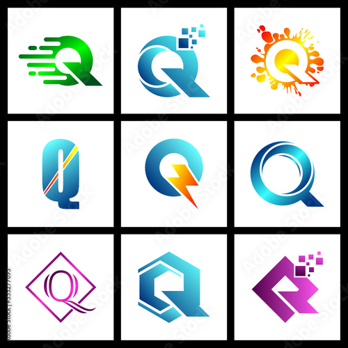 set of letter Q logo icon design vector