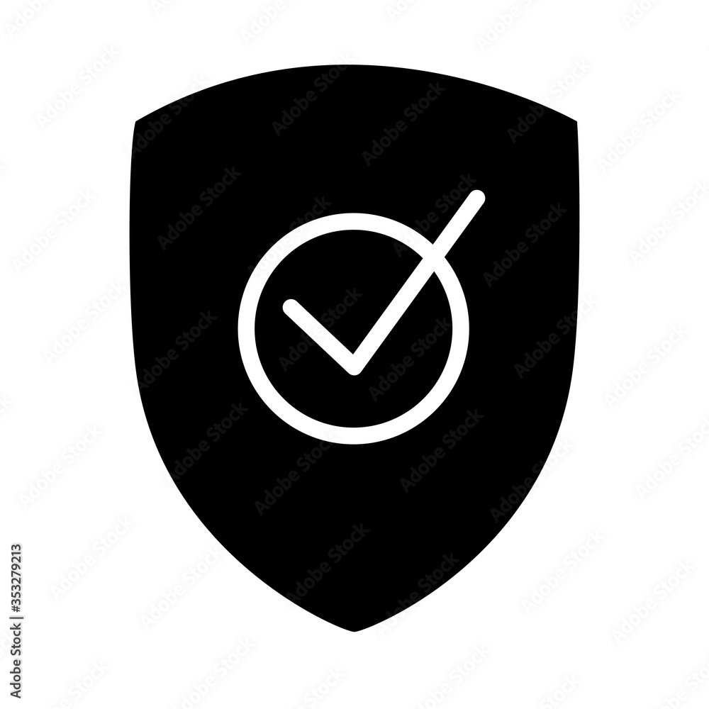 security shield with check mark icon, silhouette style