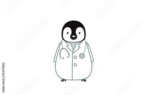 子どものコウテイペンギンの医者のイラスト