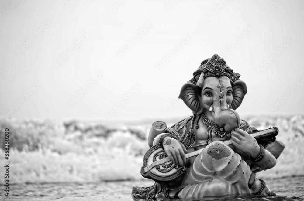 Ganesha Idol in mumbai with beautiful decoration around Ganesha Idol in mumbai with beautiful decoration around