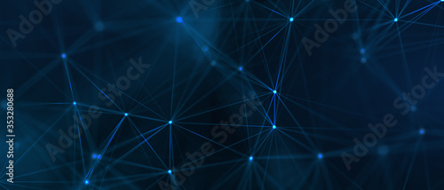 Abstract futuristic - technology with polygonal shapes on dark blue background. Design digital technology concept. 3d illustration. © putilov_denis