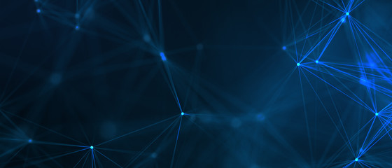 Abstract futuristic - technology with polygonal shapes on dark blue background. Design digital technology concept. 3d illustration.