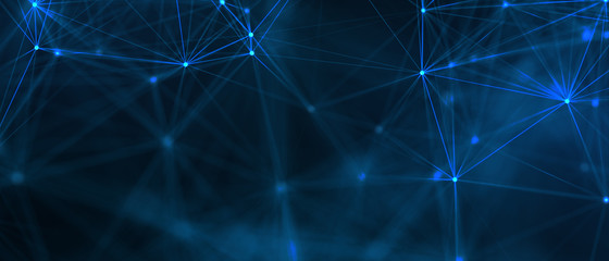 Abstract futuristic - technology with polygonal shapes on dark blue background. Design digital technology concept. 3d illustration.