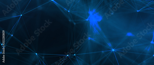 Fototapeta Naklejka Na Ścianę i Meble -  Abstract futuristic - technology with polygonal shapes on dark blue background. Design digital technology concept. 3d illustration.