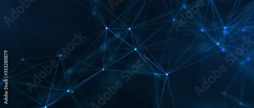 Fototapeta Naklejka Na Ścianę i Meble -  Abstract futuristic - technology with polygonal shapes on dark blue background. Design digital technology concept. 3d illustration.