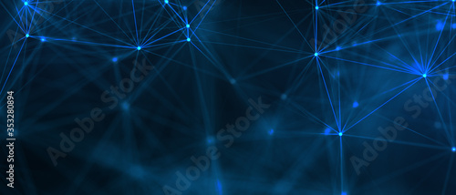 Abstract futuristic - technology with polygonal shapes on dark blue background. Design digital technology concept. 3d illustration. photo