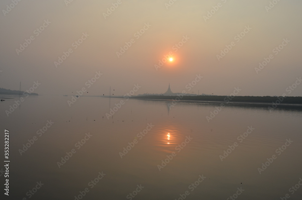 sunset over the river