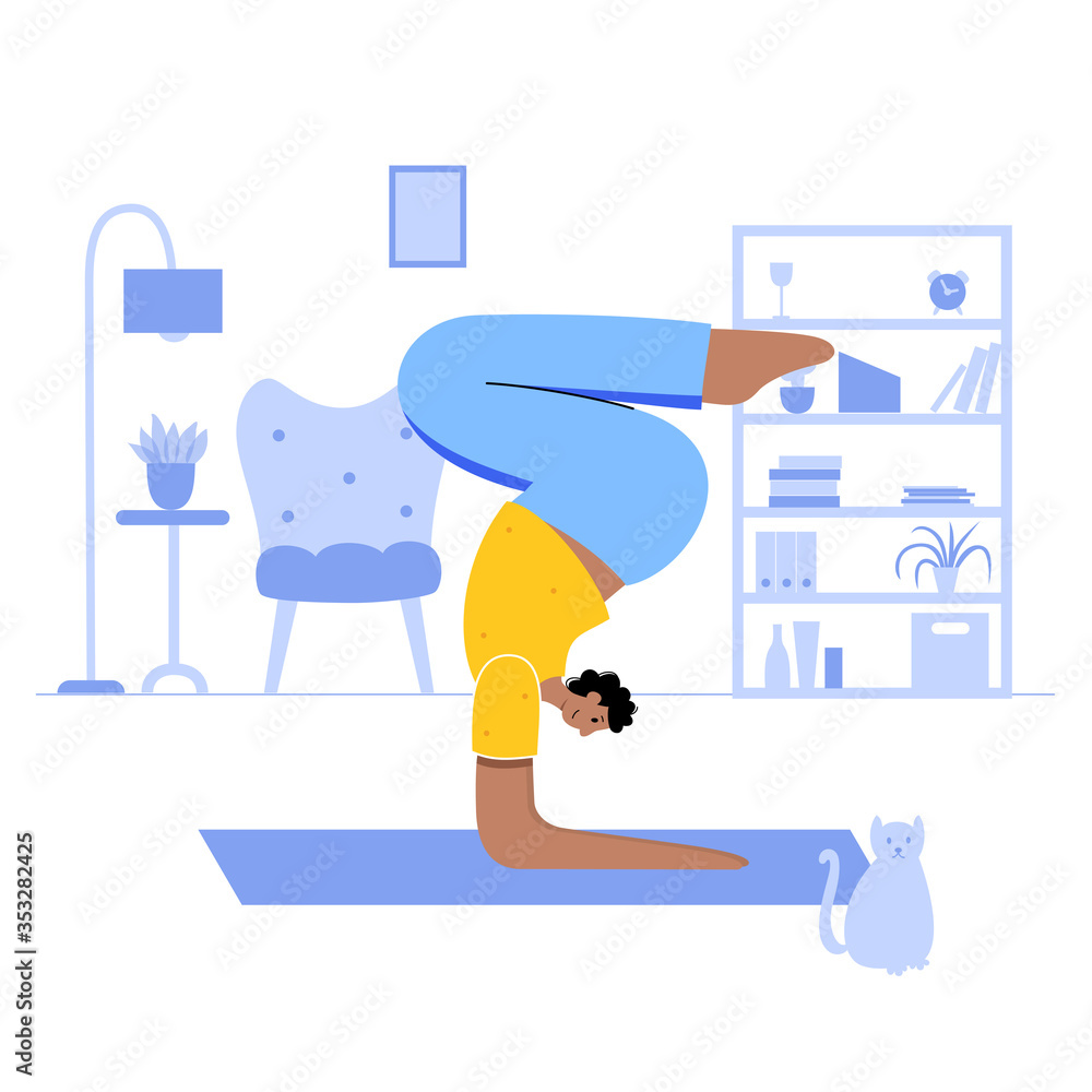 Yoga flat vector illustration. Healthy lifestyle Yoga flat vector illustration. Healthy lifestyle
