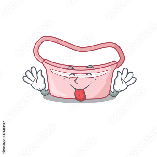 Funny women waist bag cartoon design with tongue out face