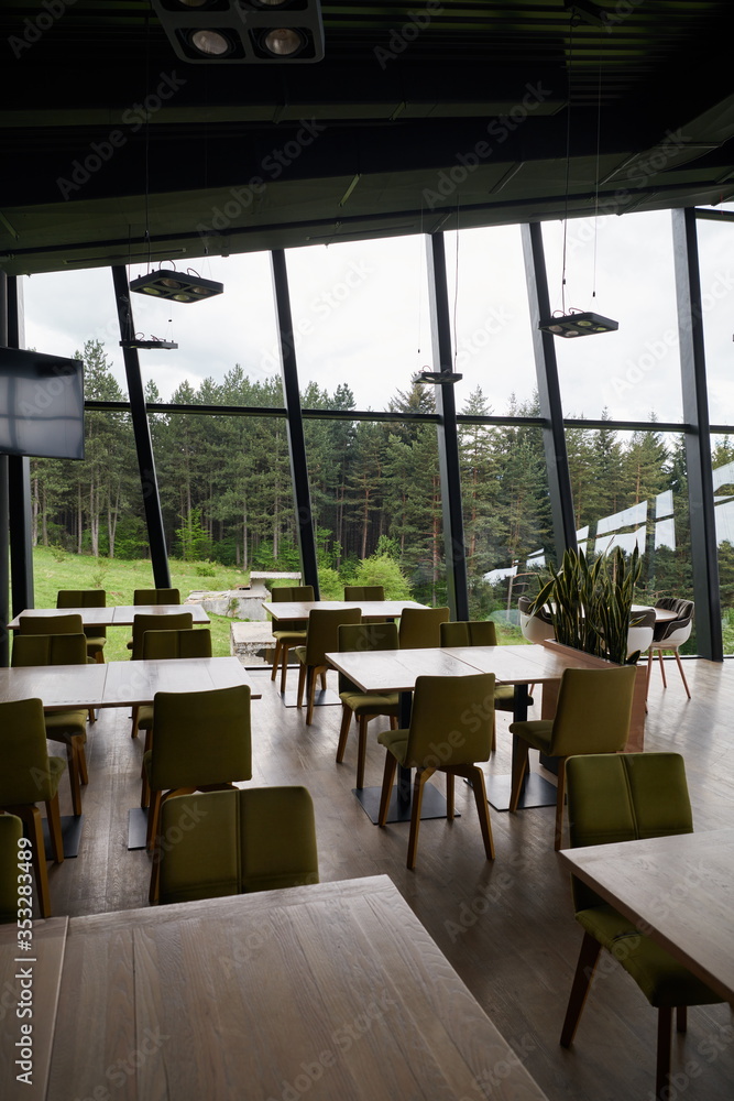 Empty restaurant indoor during coronavirus