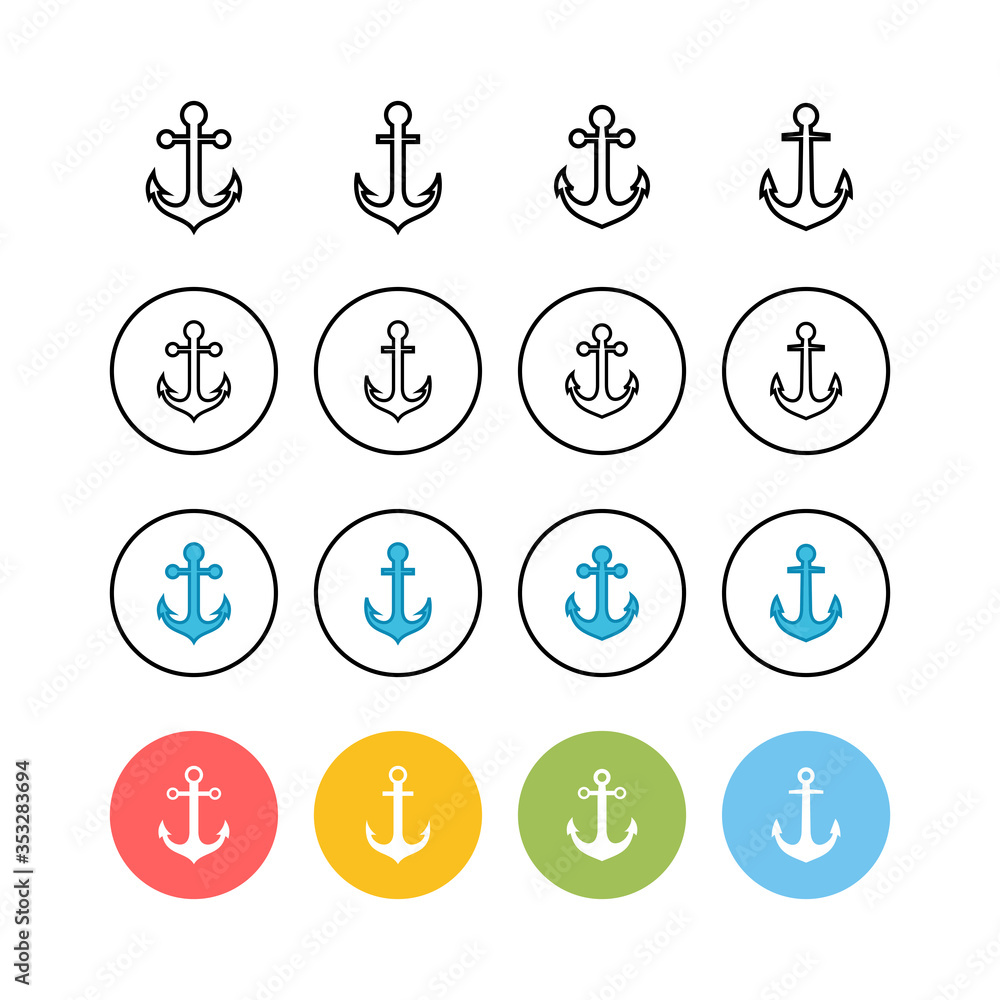 set of Anchor icons . Anchor symbol logo. Anchor marine icon. set of Anchor icons . Anchor symbol logo. Anchor marine icon.