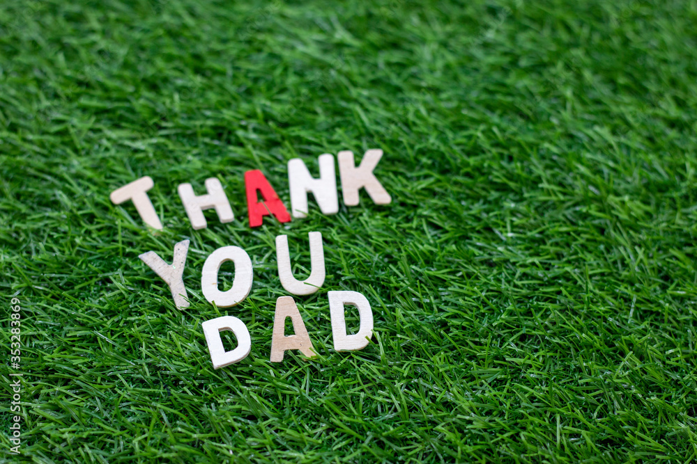 Thank you dad word on green grass