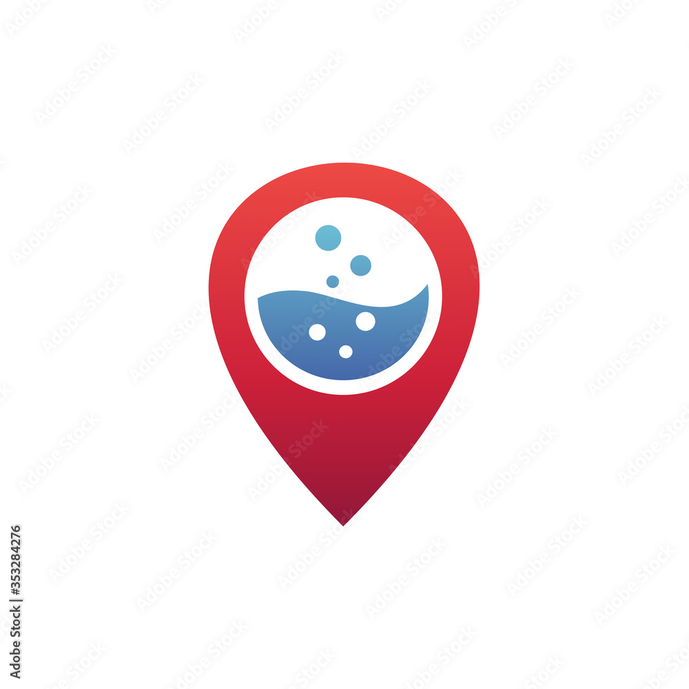 Pin marker with liquid logo design Pin marker with liquid logo design