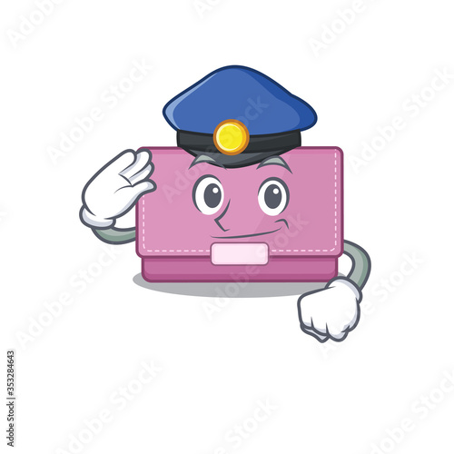 Police officer cartoon drawing of womens wallet wearing a blue hat