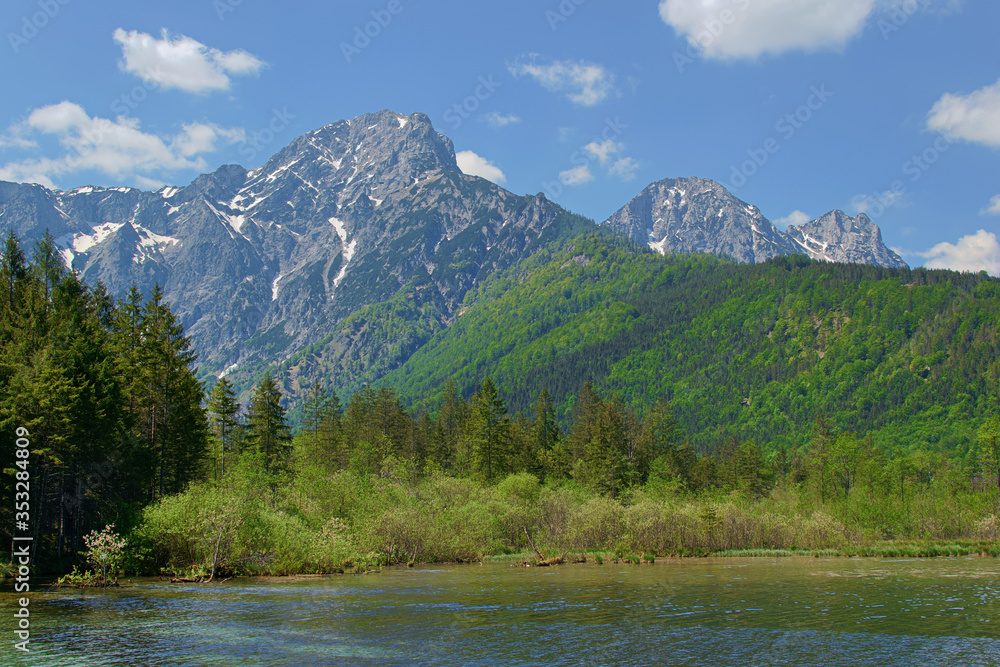 mountain landscape with lake, Grünau Austria
