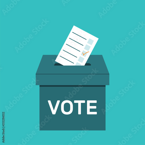 A ballot paper is placed in the ballot box. The concept of voting. Vector illustration.