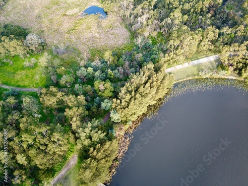 Fototapeta Naklejka Na Ścianę i Meble -  aerial view of lake and forest
