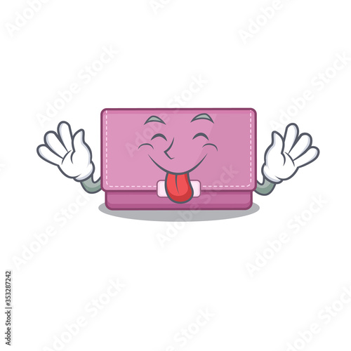 Funny womens wallet cartoon design with tongue out face