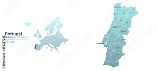 portugal map. european coun...