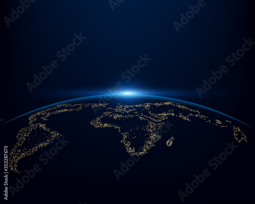 Abstract earth and light concept on a blue background