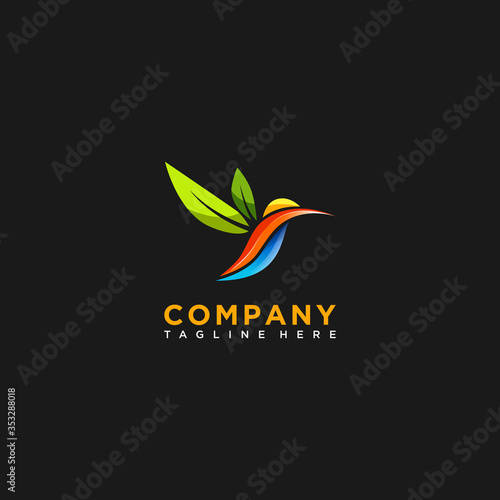 Hummingbird colorful logo in abstract
