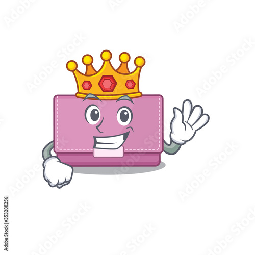 A Wise King of womens wallet mascot design style with gold crown