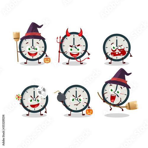 Halloween expression emoticons with cartoon character of clock