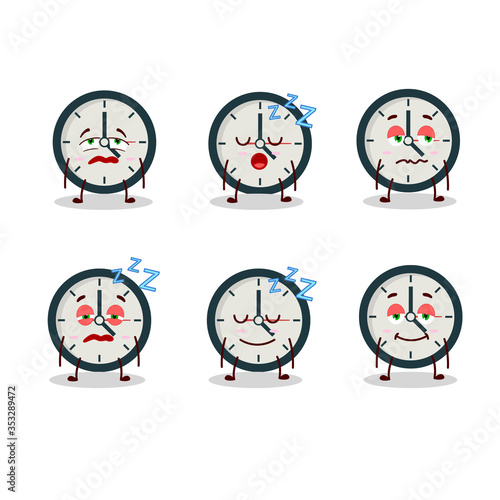 Cartoon character of clock with sleepy expression
