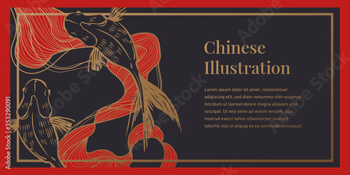 Chinese red and black illustration