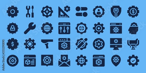 Modern Simple Set of sprocket Vector filled Icons