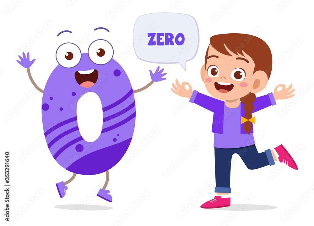 happy cute little kid study number character happy cute little kid study number character