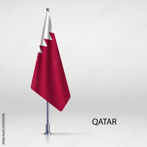 Qatar Hanging flag on flagpole