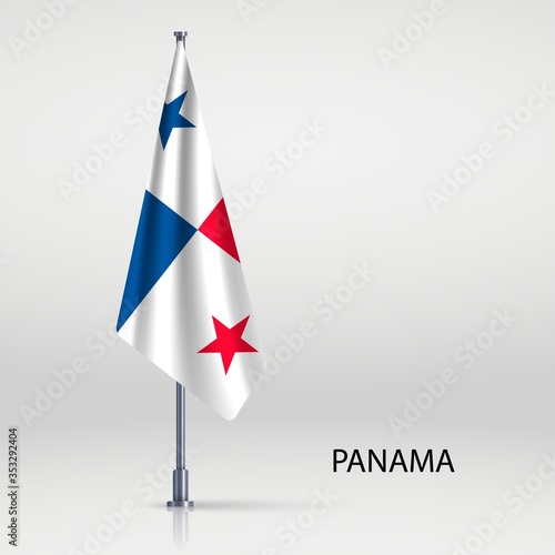 Panama Hanging flag on flagpole