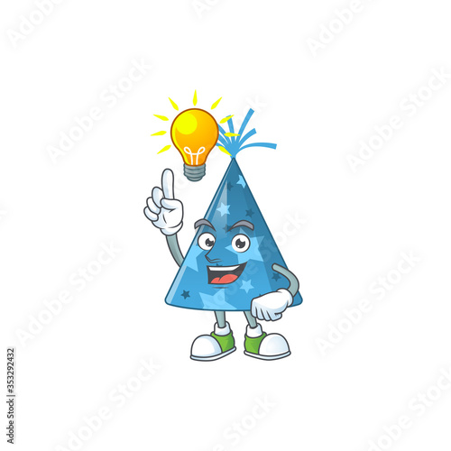 A brilliance blue party hat cartoon design concept have an idea