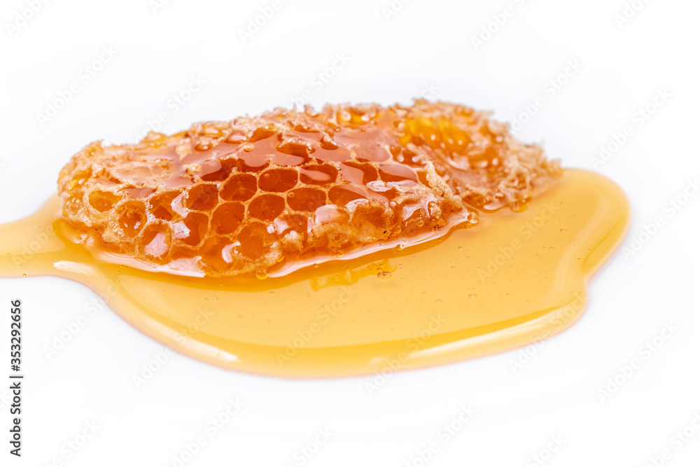 Honeycombs in closeup in white background Honeycombs in closeup in white background