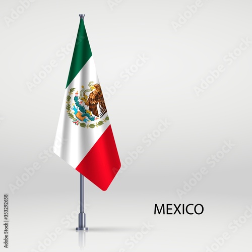 Mexico Hanging flag on flagpole photo