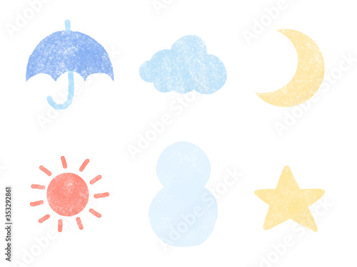 Set of hand drawn weather illustrations