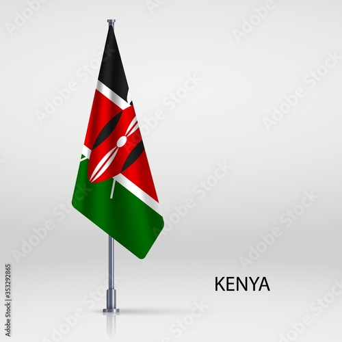 Kenya Hanging flag on flagpole
