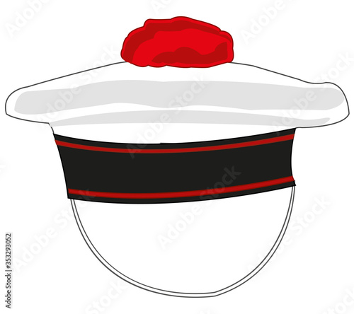 Vector illustration of the peakless cup with pompon of the french sailor